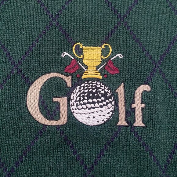 Vintage Harbour Classics Embroidered Cottagecore Hunter Green Sweater Golf Med - Picture 12 of 12